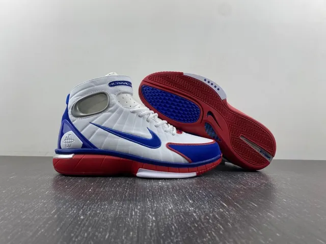 Nike White Blue High-Top Ribbed Synthetic Upper Basketball Shoes 12