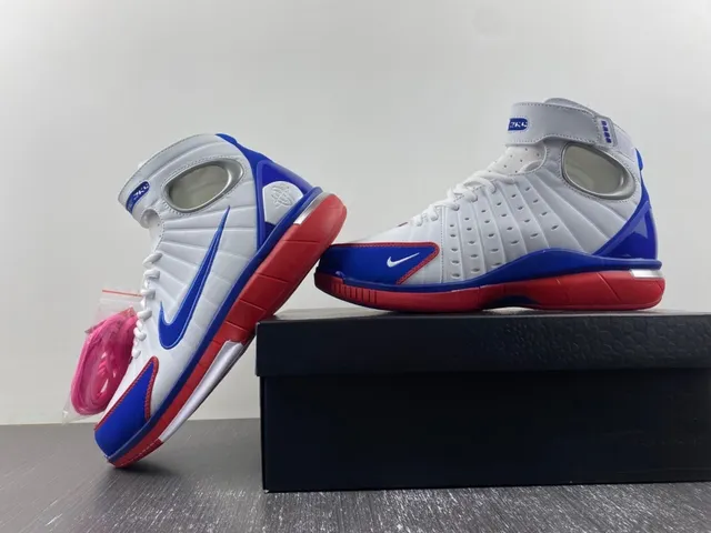 Nike White Blue High-Top Ribbed Synthetic Upper Basketball Shoes 14