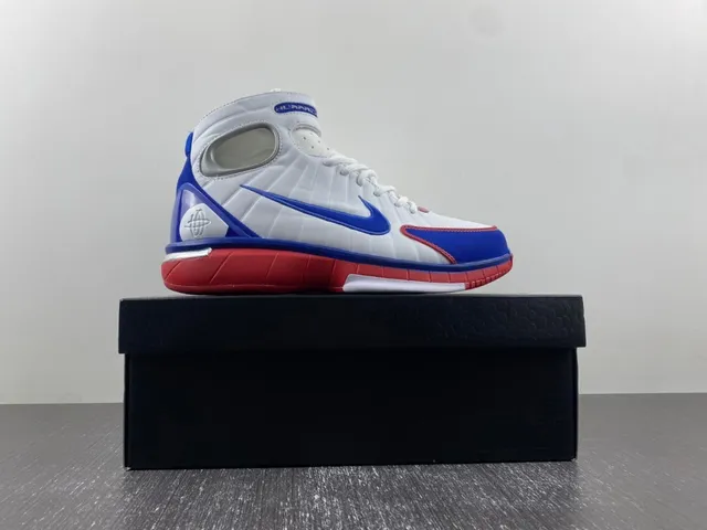Nike White Blue High-Top Ribbed Synthetic Upper Basketball Shoes 15
