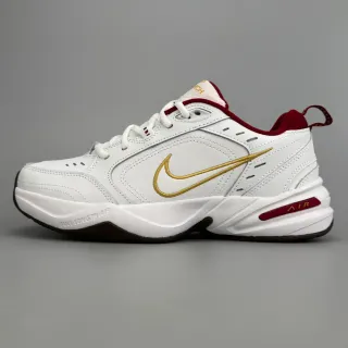 Nike White Burgundy Leather Upper Gold Embroidered Swoosh Lifestyle Sneakers