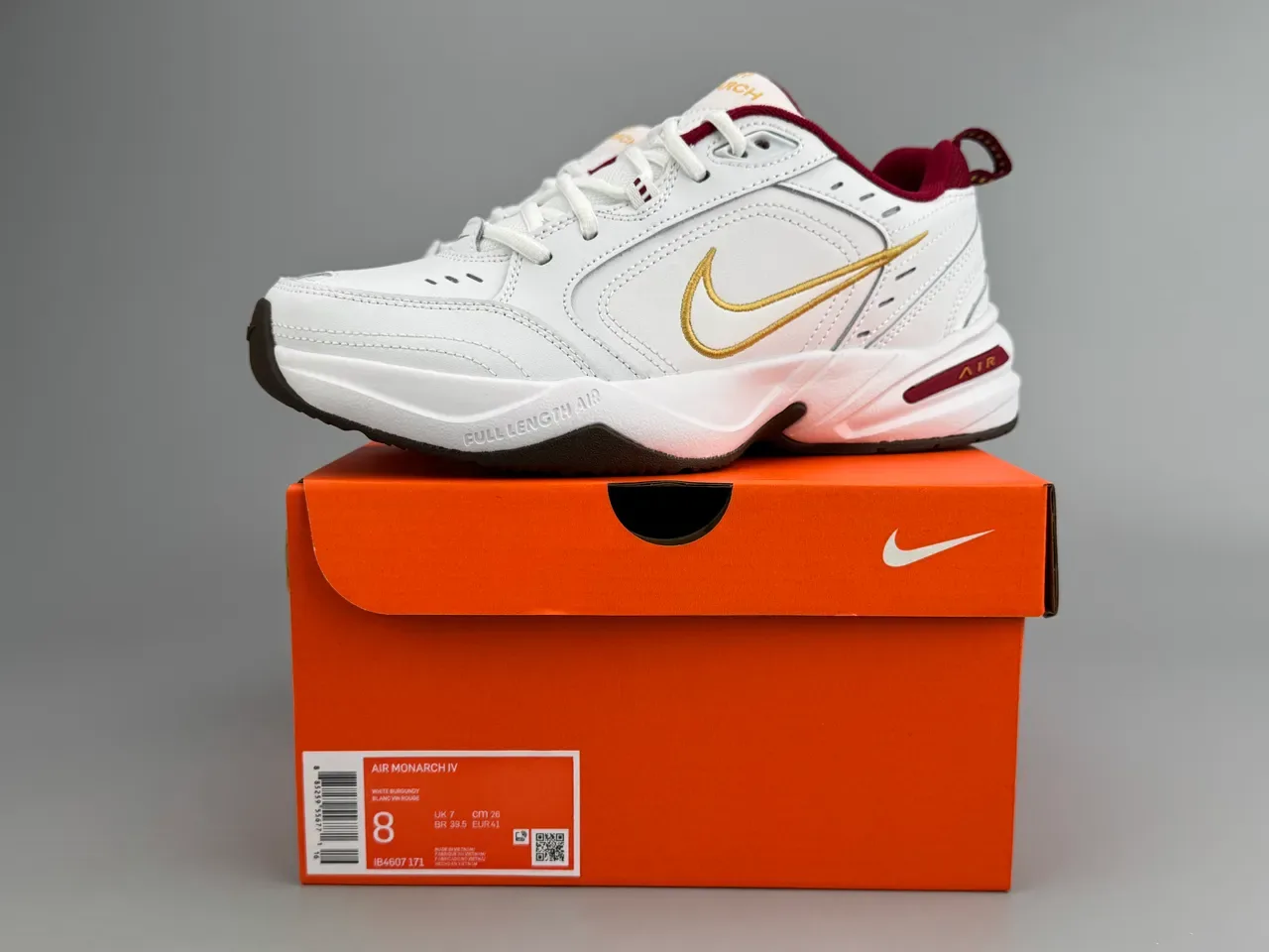Nike Blanc Bordeaux Cuir Supérieur Doré Brodé Swoosh Lifestyle Sneakers 4