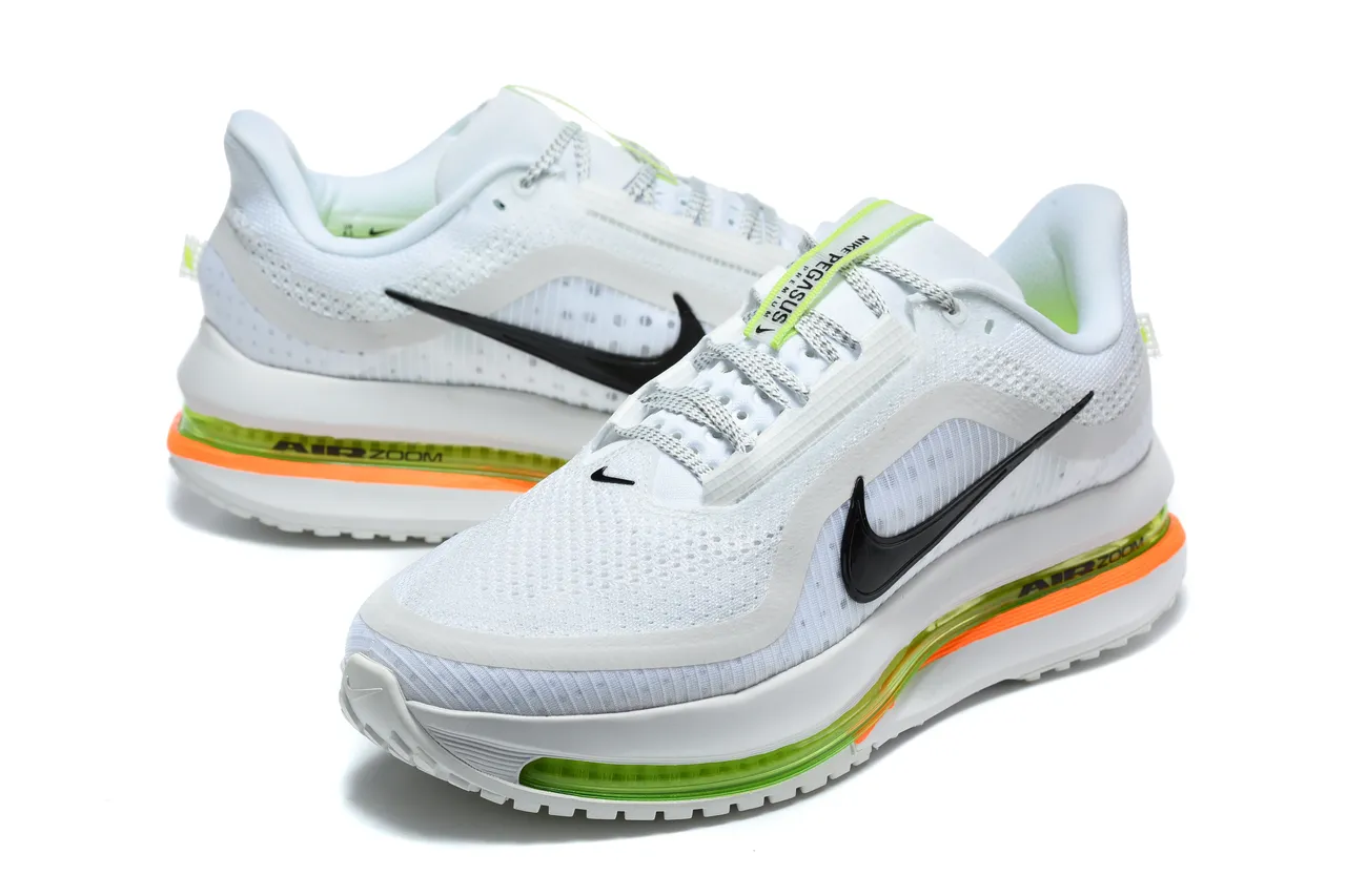 Nike White Green Engineered Mesh Upper Full-Length Air Zoom Unit Running Shoes 4