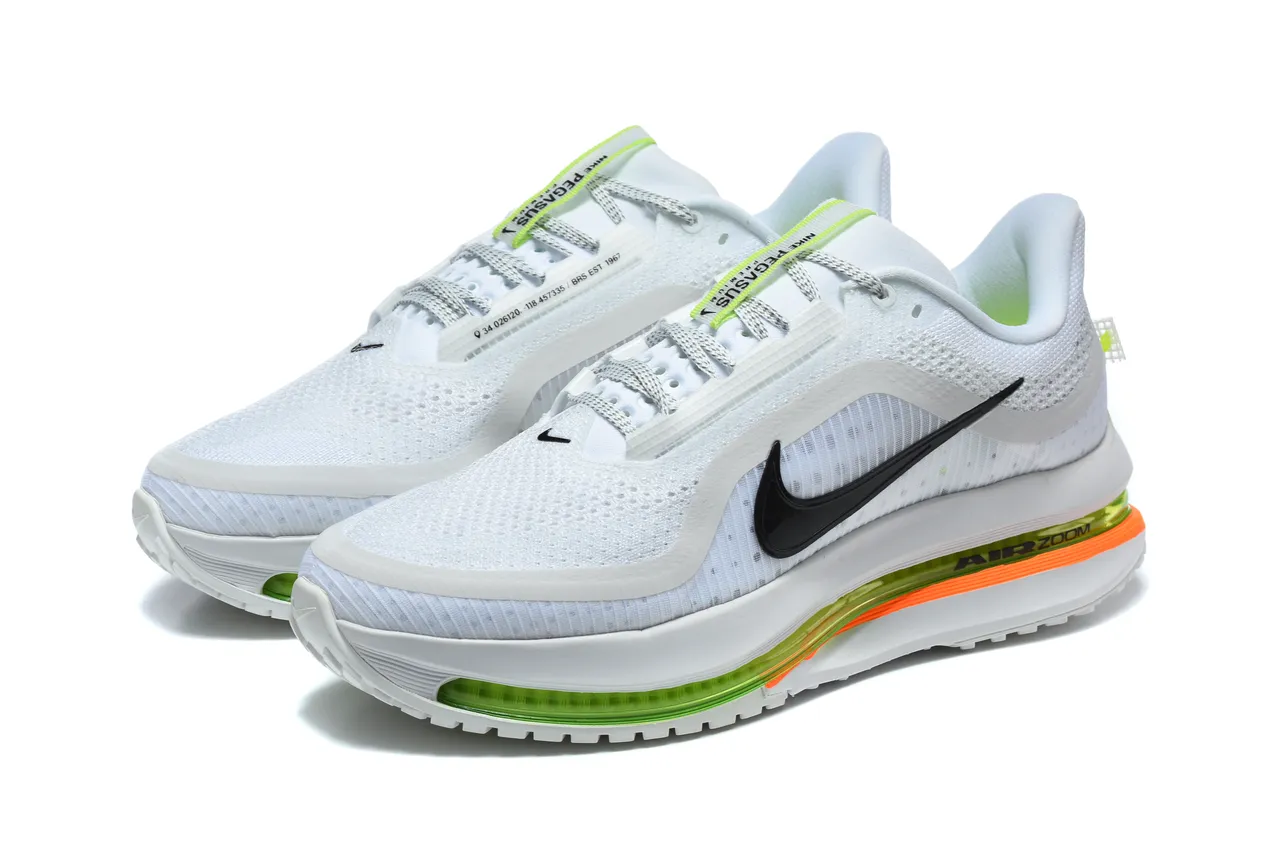Nike White Green Engineered Mesh Upper Full-Length Air Zoom Unit Running Shoes 6