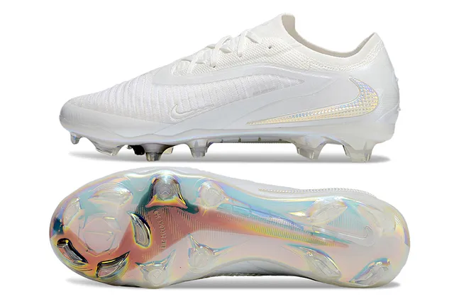 Nike Chaussures de football blanches iridiscentes en tricot pour terrain ferme 6