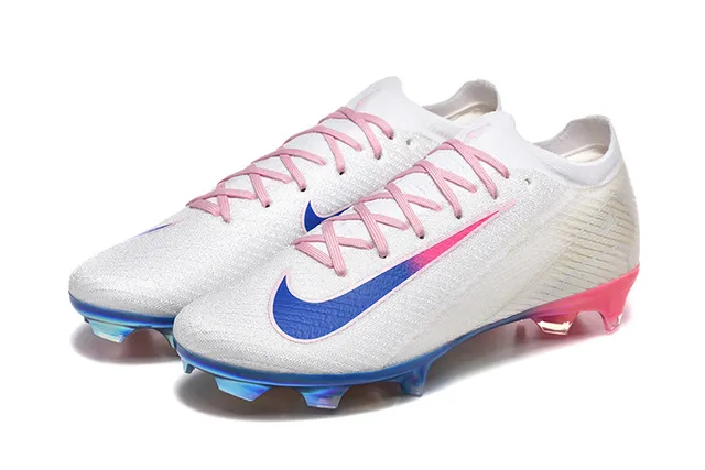 Nike White Multicolor Knit Upper Iridescent TPU Heel Firm-Ground Soccer Shoes 8