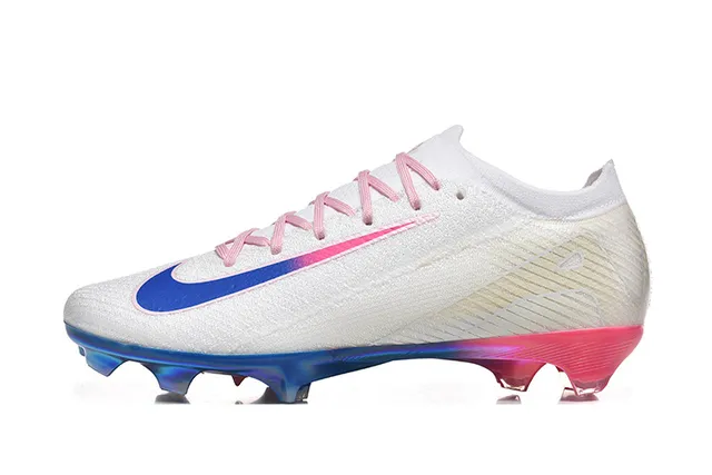 Nike White Multicolor Knit Upper Iridescent TPU Heel Firm-Ground Soccer Shoes 10