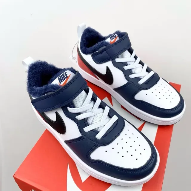 Nike White Navy Low-Top Fuzzy-Lined Lifestyle Sneakers 17