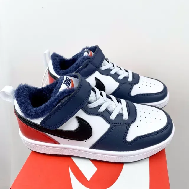 Nike White Navy Low-Top Fuzzy-Lined Lifestyle Sneakers 19
