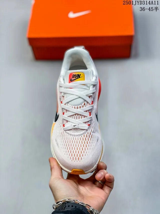 Nike White Orange Engineered Mesh Upper Gradient Midsole Running Shoes 2