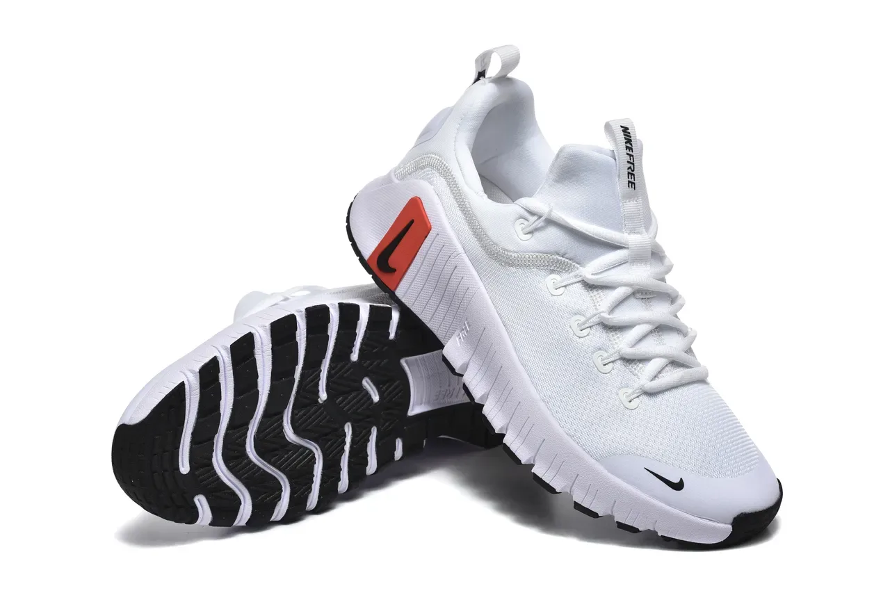 Nike White Orange Knit Upper Segmented Flex Sole Lifestyle Sneakers 3