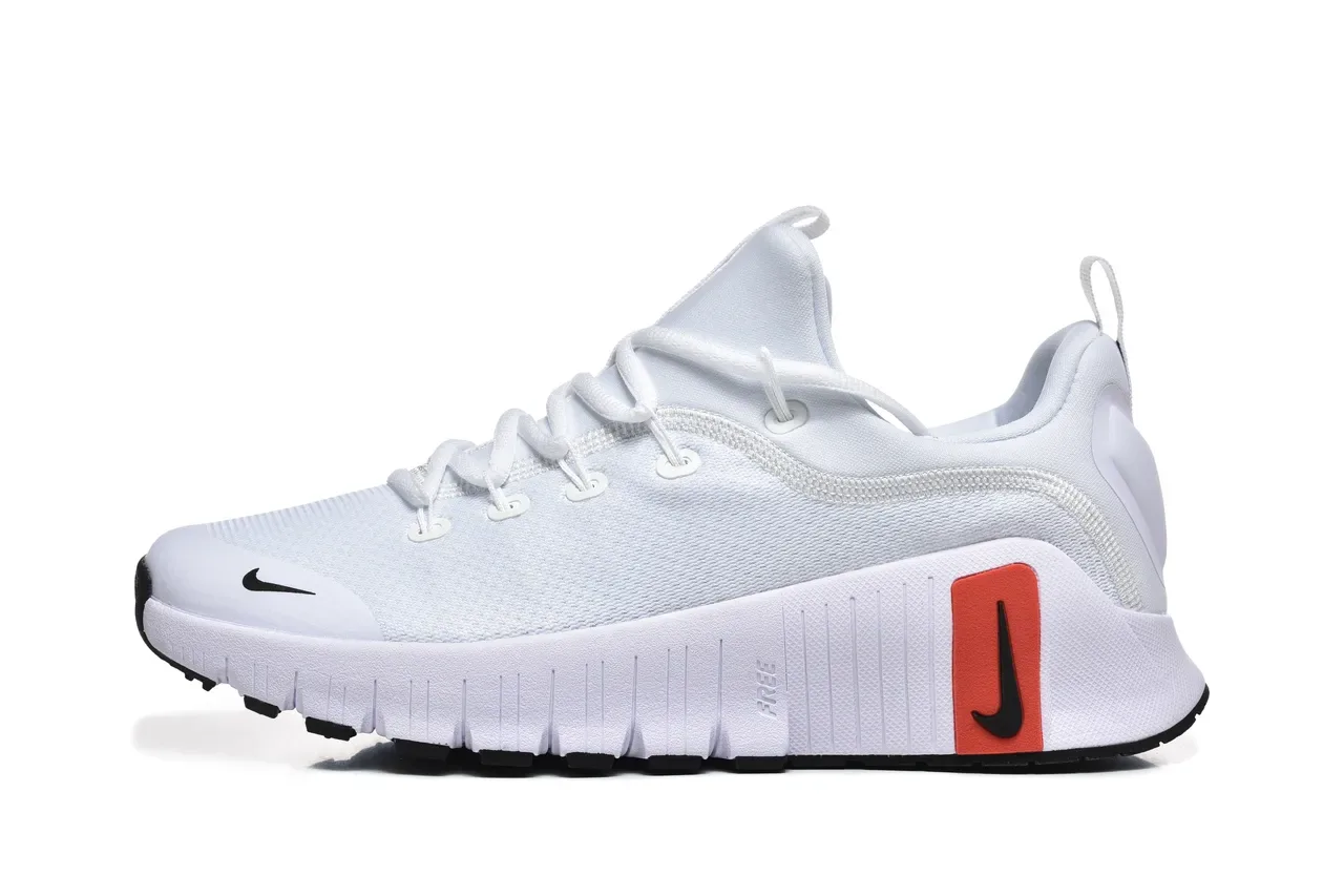 Nike White Orange Knit Upper Segmented Flex Sole Lifestyle Sneakers 6