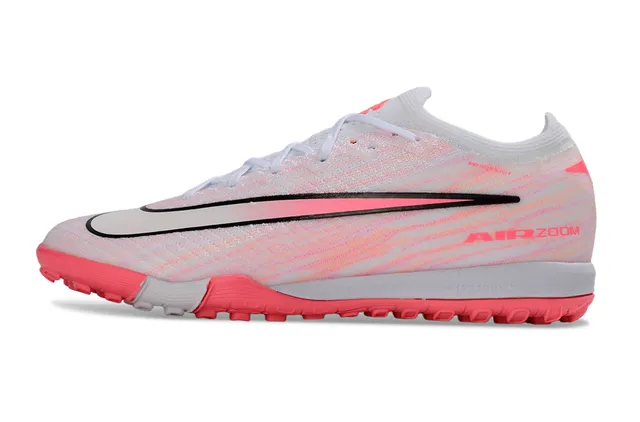 Nike Haut en maille blanc et rose Détails de rayures dégradées Chaussures de football Turf 6