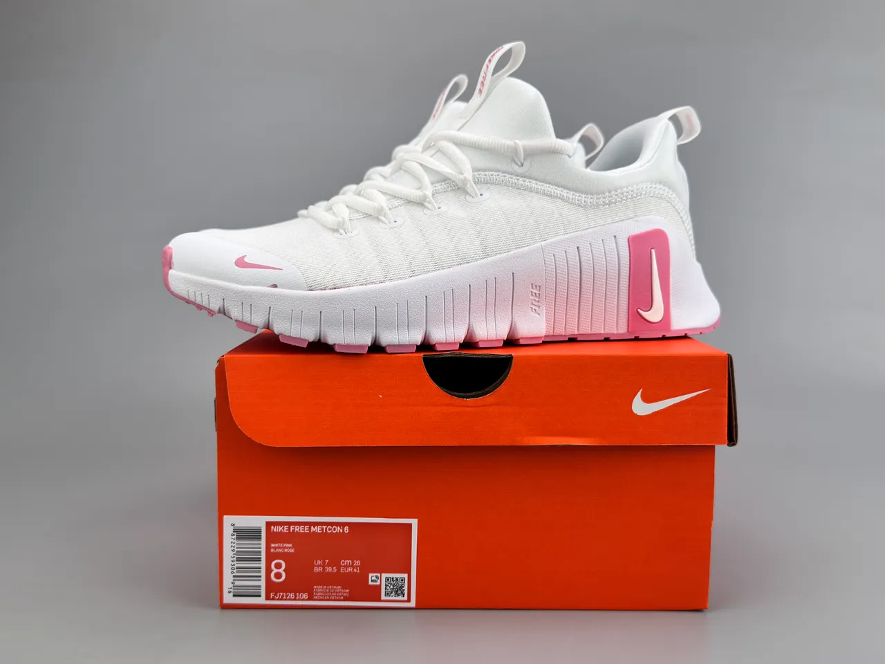 Nike White Pink Knit Upper Segmented Flex-Groove Midsole Running Shoes 2
