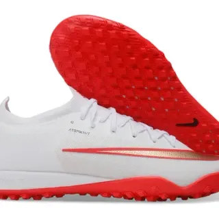 Nike Zapatos de Fútbol Blancos y Rojos Low-Cut Knit Upper para Turf