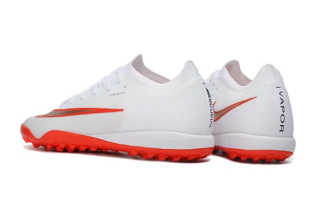 Nike Zapatos de Fútbol Blancos y Rojos Low-Cut Knit Upper para Turf 5