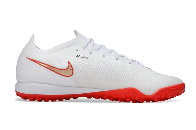 Nike Zapatos de Fútbol Blancos y Rojos Low-Cut Knit Upper para Turf 6