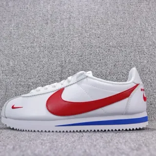 Nike White Red Low-Top Leather Upper Lifestyle Sneakers
