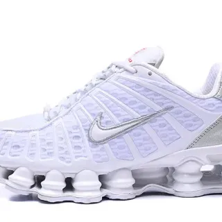 Nike White Silver Perforated Synthetic Cage Upper Embroidered Swoosh Lifestyle Sneakers