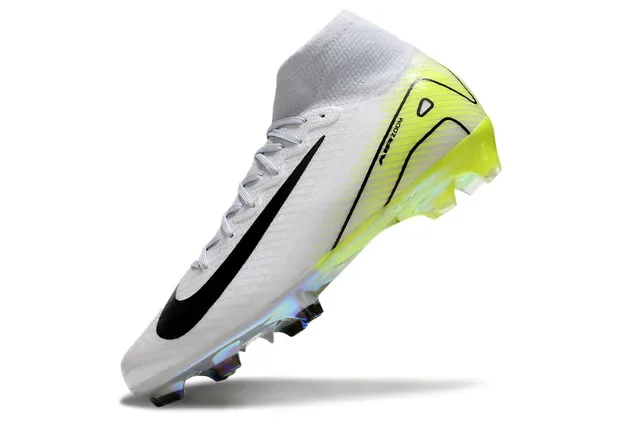 Nike chaussures de football blanc et jaune haute coupe col chaussette surface ferme 3
