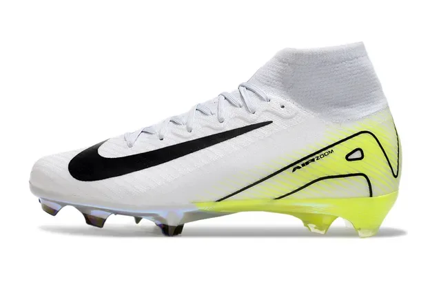Nike chaussures de football blanc et jaune haute coupe col chaussette surface ferme 6