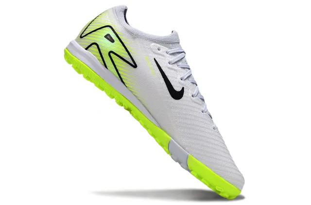 Nike zapatillas de fútbol para césped blanco amarillo low-cut con upper de knit y cordones asimétricos 2