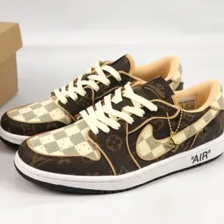 Nike x Louis Vuitton Air Jordan 1 Low Monogram Damier Lifestyle Sneakers