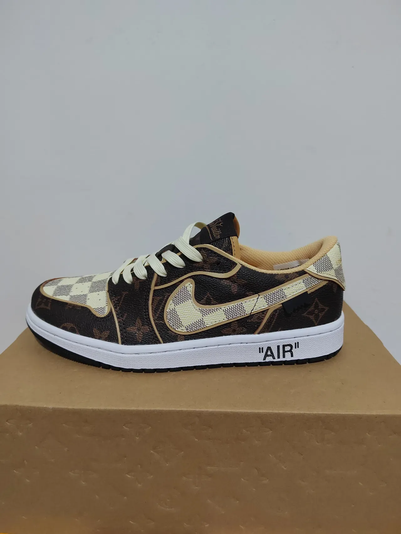 Nike x Louis Vuitton Air Jordan 1 Low Monogram Damier Lifestyle Sneakers 2