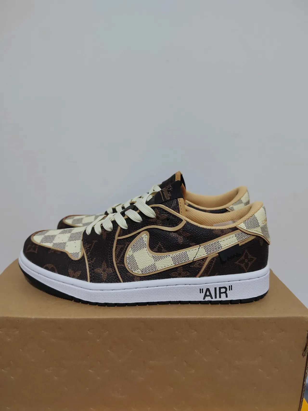 Nike x Louis Vuitton Air Jordan 1 Low Monogram Damier Lifestyle Sneakers 5