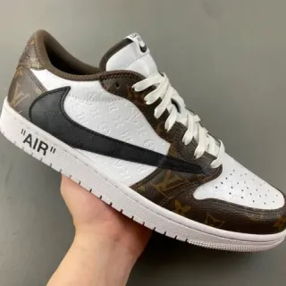 Nike x Off-White Air Jordan 1 Low Monogram Brown White Lifestyle Sneakers