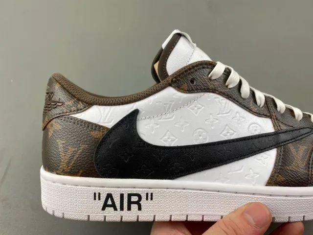 Nike x Off-White Air Jordan 1 Low Monogram Brown White Lifestyle Sneakers 3