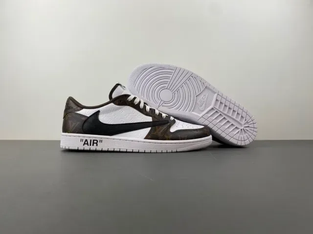 Nike x Off-White Air Jordan 1 Low Monogram Brown White Lifestyle Sneakers 12