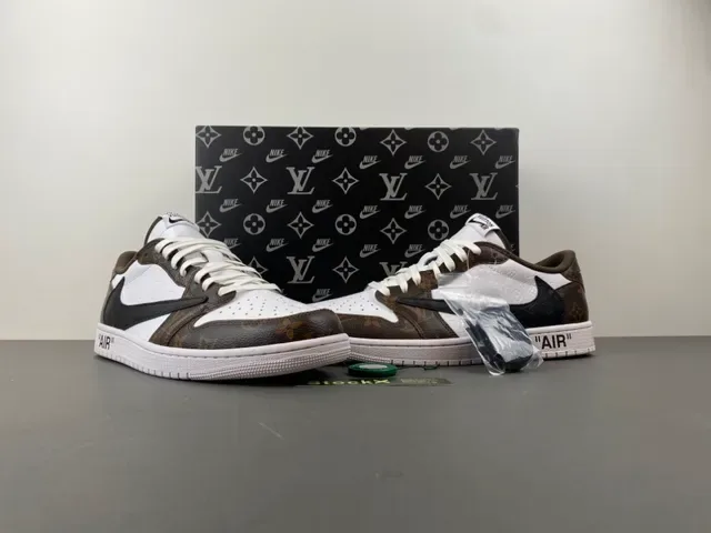 Nike x Off-White Air Jordan 1 Low Monogram Brown White Lifestyle Sneakers 13