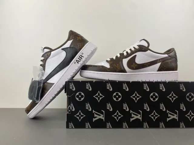 Nike x Off-White Air Jordan 1 Low Monogram Brown White Lifestyle Sneakers 14