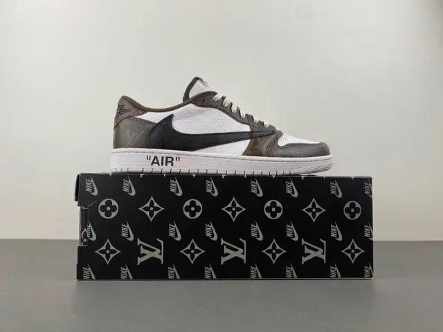 Nike x Off-White Air Jordan 1 Low Monogram Brown White Lifestyle Sneakers 15