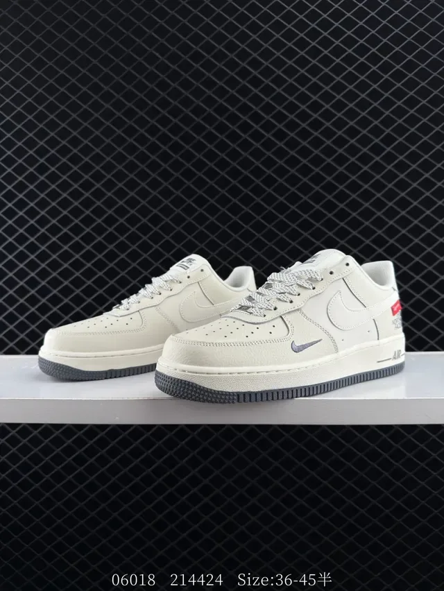 Nike x Supreme x The North Face Air Force 1 Beige Gray Lifestyle Sneakers 3