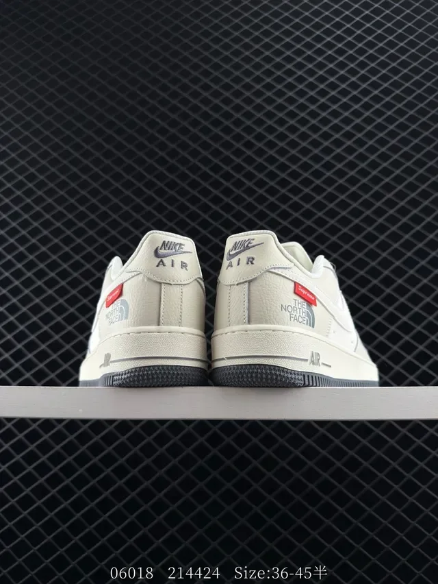Nike x Supreme x The North Face Air Force 1 Beige Gray Lifestyle Sneakers 4