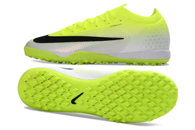 Nike Jaune Noir Atomknit Tige tricotée Col bas Turf Chaussures de football 6
