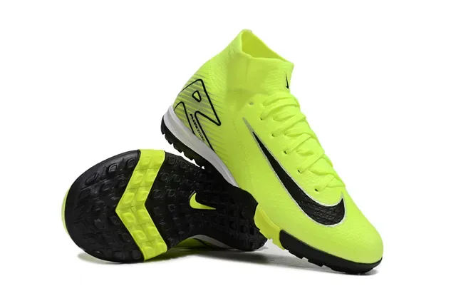 Nike Chaussures de Football Turf Jaune Noir Upper Tricot Col Haut 2