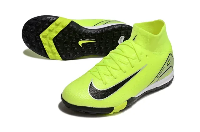 Nike Chaussures de Football Turf Jaune Noir Upper Tricot Col Haut 3