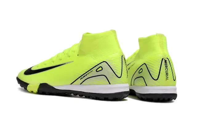 Nike Chaussures de Football Turf Jaune Noir Upper Tricot Col Haut 4