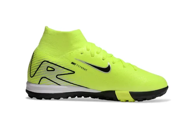 Nike Chaussures de Football Turf Jaune Noir Upper Tricot Col Haut 5