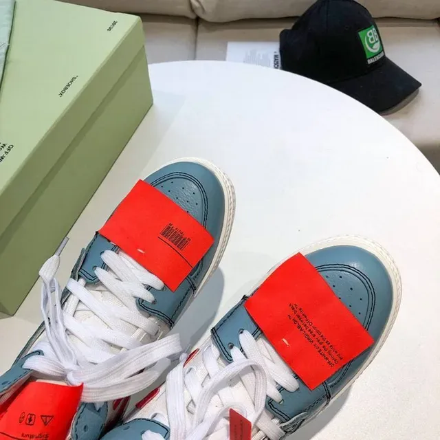 Off-White Air Jordan 1 أحذية رياضية أزرق عالية التصميم الصناعي نمط الحياة 3