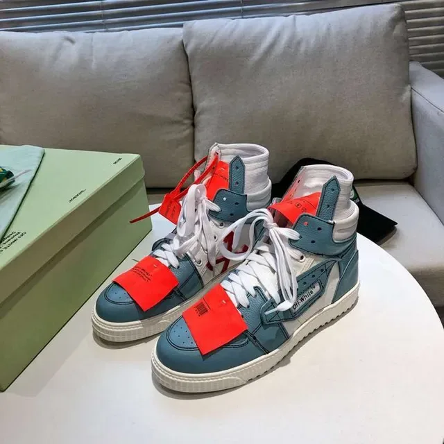 Off-White Air Jordan 1 أحذية رياضية أزرق عالية التصميم الصناعي نمط الحياة 7