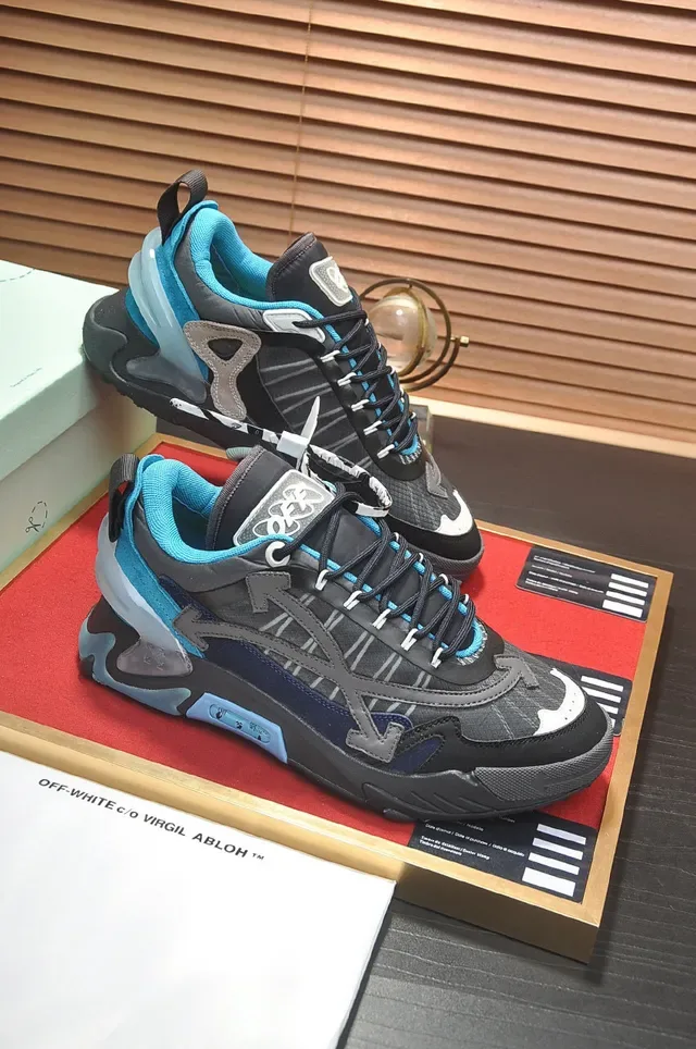 Off-White sneakers chunky suela industrielle noire et bleue avec fermeture éclair Air Unit 4