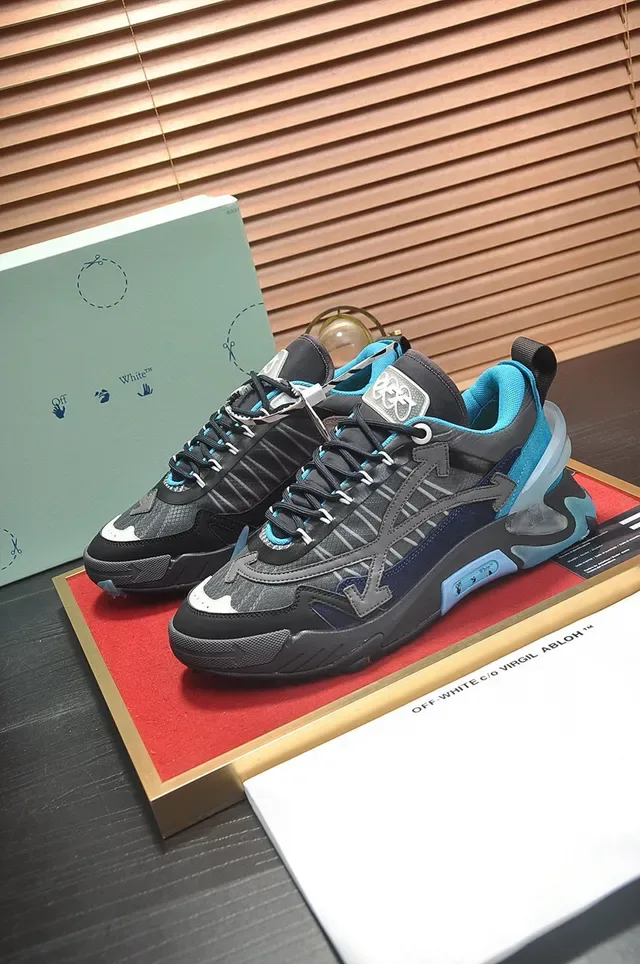 Off-White sneakers chunky suela industrielle noire et bleue avec fermeture éclair Air Unit 7