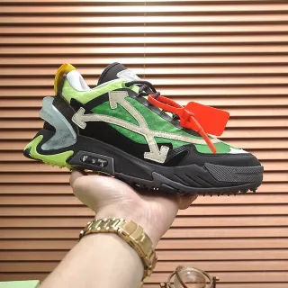 Off-White أسود أخضر تصميم صناعي طبقات متعددة علوية حذاء رياضي كبير الحجم
