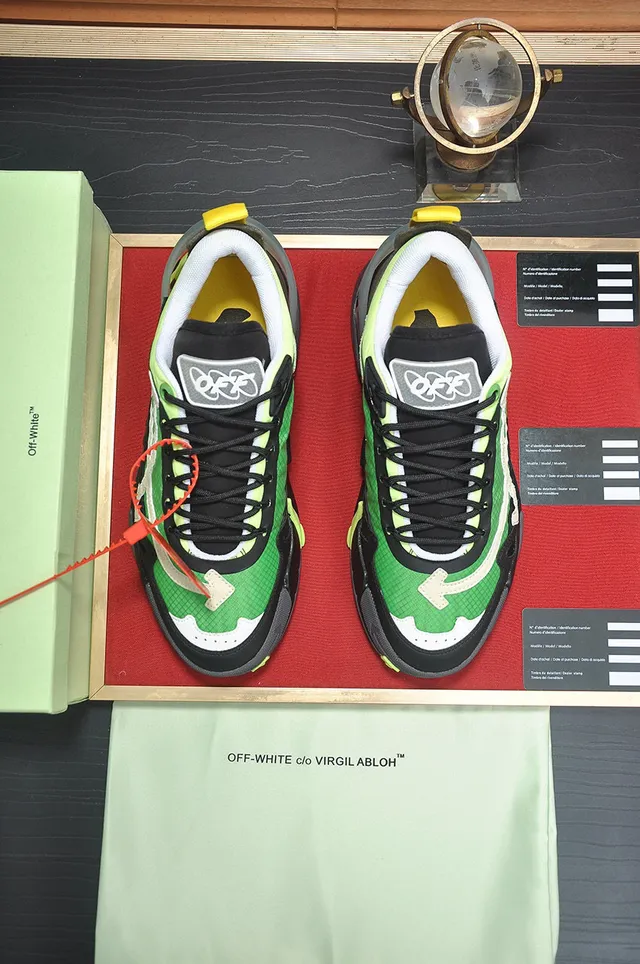 Off-White أسود أخضر تصميم صناعي طبقات متعددة علوية حذاء رياضي كبير الحجم 9