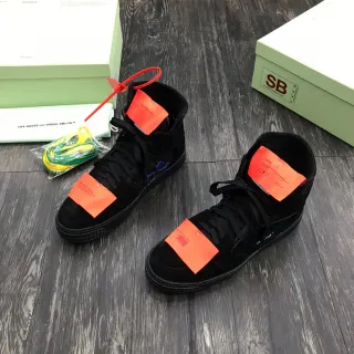 Off-White أسود برتقالي عالي مشابه جلد الجزء العلوي أسلوب الحياة أحذية رياضية
