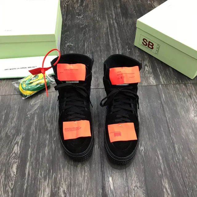 Off-White Noir Orange Haut Imitation daim Tige Style de Vie Sneakers 2