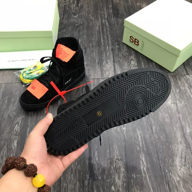 Off-White Noir Orange Haut Imitation daim Tige Style de Vie Sneakers 3